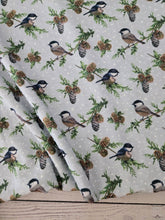 Wintry Chickadee Print Swiss Dot Knit {by the half yard}