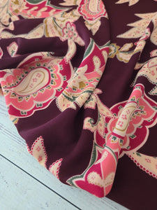 Burgundy & Pink Paisley Print {by the half yard}