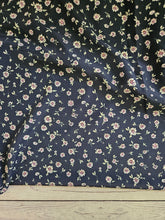 Dark Navy Floral Silky Polyester {by the half yard}