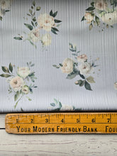 Exclusive Design- Sky Blue Floral Variegated Poly Rib Knit {by the half yard}