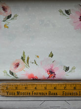 White & Pink Floral Opaque Petite Swiss Dot 100% Polyester {by the half yard}