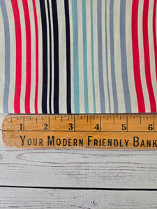 Red & Blues Stripes Cotton Blend {by the half yard}