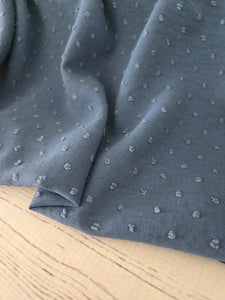 Denim Blue Petite Opaque Swiss Dot 100% Polyester {by the half yard}