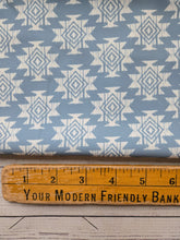 Dusty Blue Aztec Print Pinstripe Poly {by the half yard}