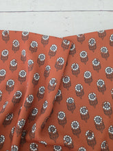 Rust Block Print Linen Look Poly {by the half yard}