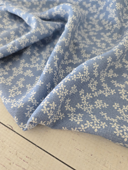 Ditzy Blue & White Floral Dobby Poly Cotton {by the half yard}