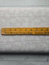 *REMNANT* 1.75 Yds- Tan & White Foliage Print Poly Slub