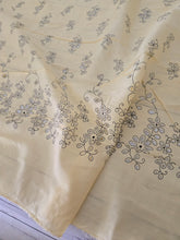 Light Yellow Floral Border Poly Cotton {by the half yard}