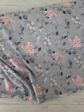 Gray & Pink Floral Opaque Petite Swiss Dot 100% Polyester {by the half yard}