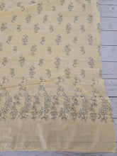 Light Yellow Floral Border Poly Cotton {by the half yard}