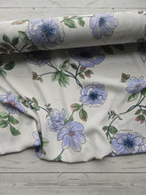 White & Periwinkle Floral {by the half yard}