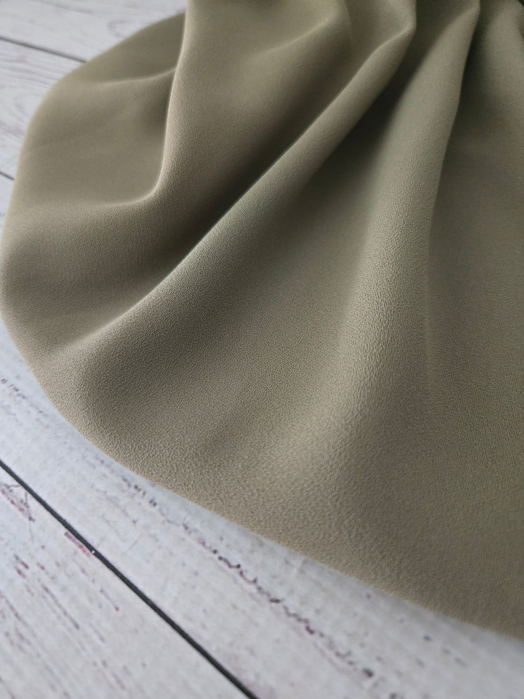 Solid Khaki Green Triple Georgette {by the half yard}