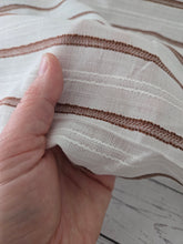 White & Brown Stripes Rayon Linen Blend {by the half yard}