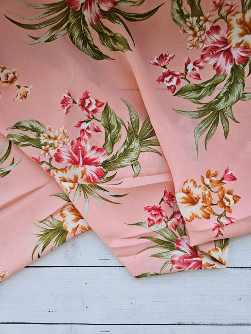 Coral Tropical Floral {by the half yard}