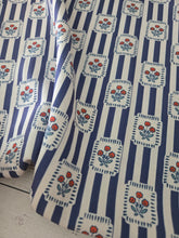 Bright Navy Stripes & Floral Print {by the half yard}