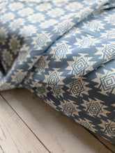 Dusty Blue Aztec Print Pinstripe Poly {by the half yard}