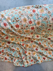 Mint Retro Floral Double Brushed Poly (DBP) Knit {by the half yard}