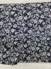 Navy & White Vines Silky Polyester {by the half yard}