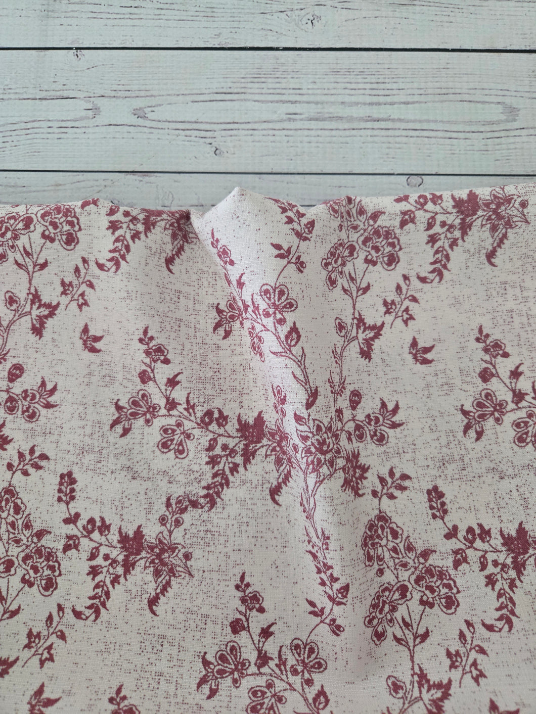 Rose Pink Vines Distressed Poly Slub {by the half yard}