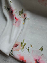 White & Pink Floral Opaque Petite Swiss Dot 100% Polyester {by the half yard}