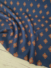 Exclusive Design- Navy & Rusty Red Geometric Print {by the half yard}