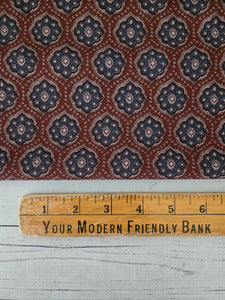 Exclusive Design- Rusty Red & Blue Medallion Print {by the half yard}