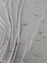 Exclusive Design- Khaki Tint Mushroom Outline Print Double Brushed Poly (DBP) Knit {by the half yard}