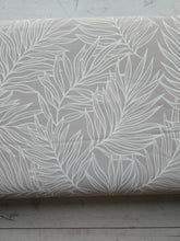 Tan & White Botanical Print Pinstripe Poly {by the half yard}