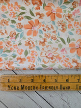 Orange Floral Dull Satin Stretch Polyester {by the half yard}