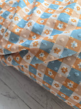 Dusty Blue & Mustard Gingham Daisy Swiss Dot Knit {by the half yard}