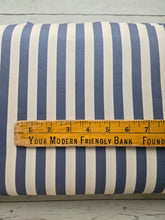 Exclusive Design- Cream & Dusty Blue Stripes Double Brushed Poly (DBP) Knit {by the half yard}