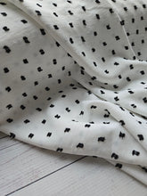 *REMNANT* 4 Yds- White & Black Opaque Swiss Dot 100% Polyester