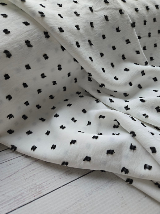 White & Black Opaque Swiss Dot 100% Polyester {by the half yard}