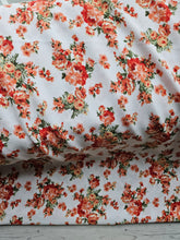 White & Coral Floral Opaque Air Flow 100% Polyester {by the half yard}