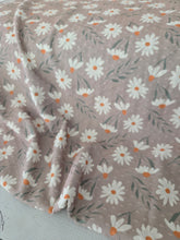 Medium Brown Daisy Print Swiss Dot Knit {by the half yard}