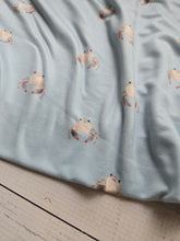 Exclusive Design- Mid Blue Crabs Double Brushed Poly (DBP) Knit {by the half yard}