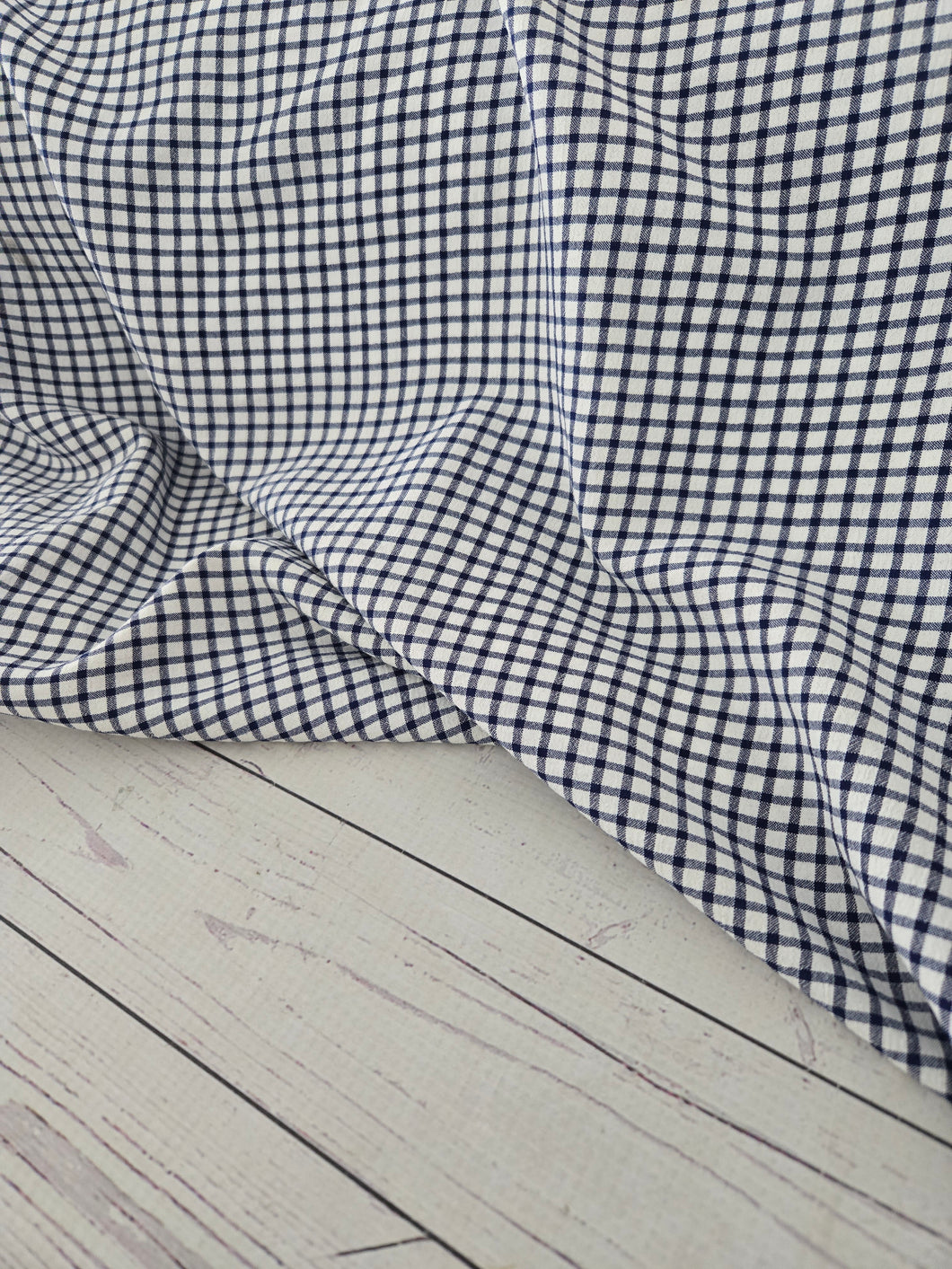 White & Navy Petite Plaid Mixed Polyester Woven {by the half yard ...
