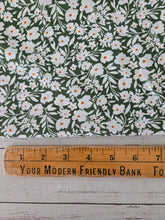 Medium Green & White Ditzy Floral Opaque Air Flow 100% Polyester {by the half yard}
