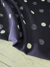Navy & White Dots Rayon Linen Blend {by the half yard}
