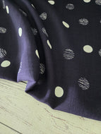 Navy & White Dots Rayon Linen Blend {by the half yard}