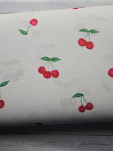 Exclusive Design- Watercolor Cherry Print Textured Knit {by the half yard}