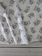 White & Gray Kitten Print Swiss Dot Knit {by the half yard}