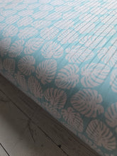 Aqua Monstera Leaf Wide Poly Rib Knit {by the half yard}