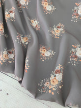 Exclusive Design- Dusty Olive Small Meadow Floral Bouquet Pinstripe Poly {by the half yard}