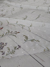 White Wildflower Floral Border Swiss Dot Chiffon {by the yard}