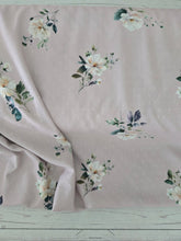 Exclusive Design- Mauve Floral Stems Opaque Petite Swiss Dot 100% Polyester {by the half yard}