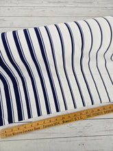 White & Bright Navy Gradual Stripes Silky Polyester {by the half yard}