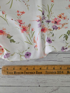White Summer Floral Rayon Crepe {by the half yard}