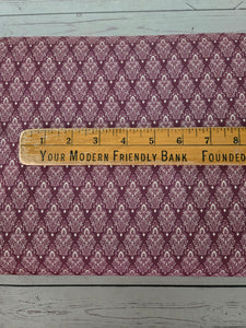 Burgundy & Cream Fleur de Lis {by the half yard}