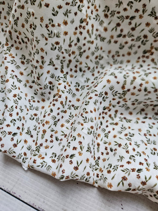 Exclusive Design- Micro Rust Floral Opaque Swiss Dot 100% Polyester {by the half yard}